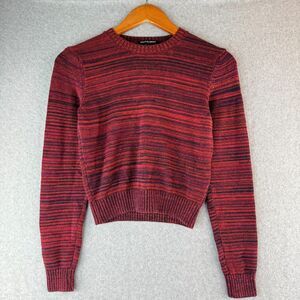 American Apparel Deadstock Red Fisherman Ribbed Knit Sweater Long Sleeve Sz XS